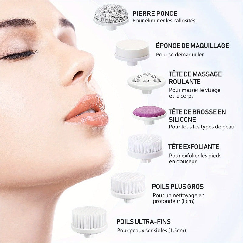 Electric Cleansing Brush with Replacement Brush Heads, Facial Care Tools (Red/ ), Perfect Gift for Girls, Beauty Essentials, Deep Pore Cleaning, Portable Tool, Modern Skincare, Highquality 1 Set 5-in-1 Cleansing Set