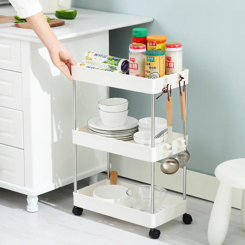 4 Layer Gap Holder Kitchen Storage Rack Fridge Side Shelf Removable with Wheels Bathroom Organizer Space Saving Shelf