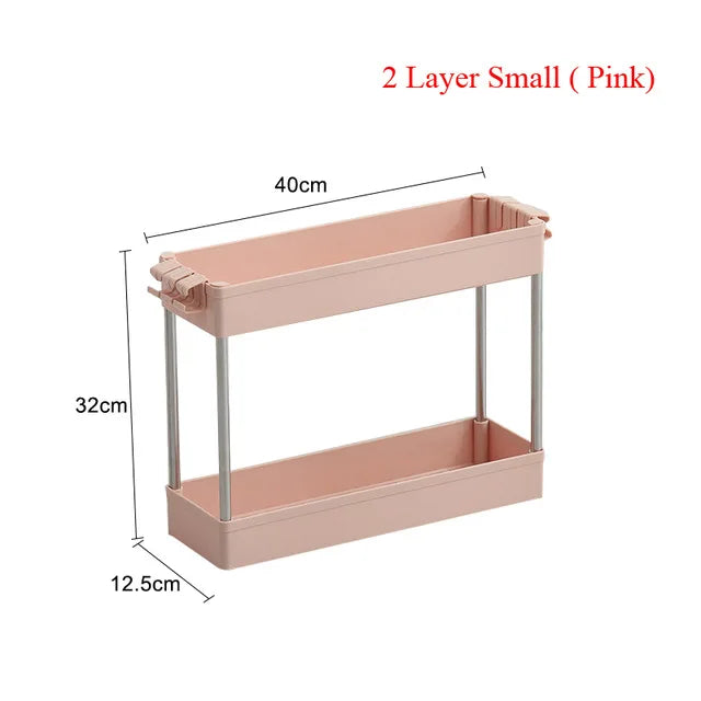 4 Layer Gap Holder Kitchen Storage Rack Fridge Side Shelf Removable with Wheels Bathroom Organizer Space Saving Shelf