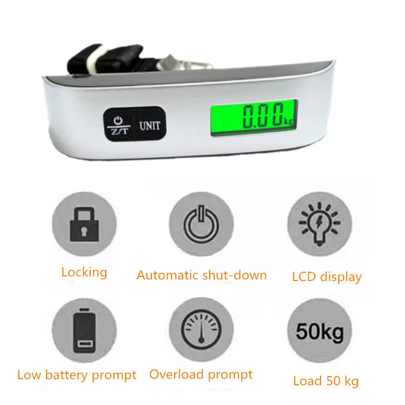 50kg/110lb Digital Luggage Scale 40Kg*10g Hanging Scale With Backlight Electronic Portable Suitcase Travel Weighs Hanging Scales