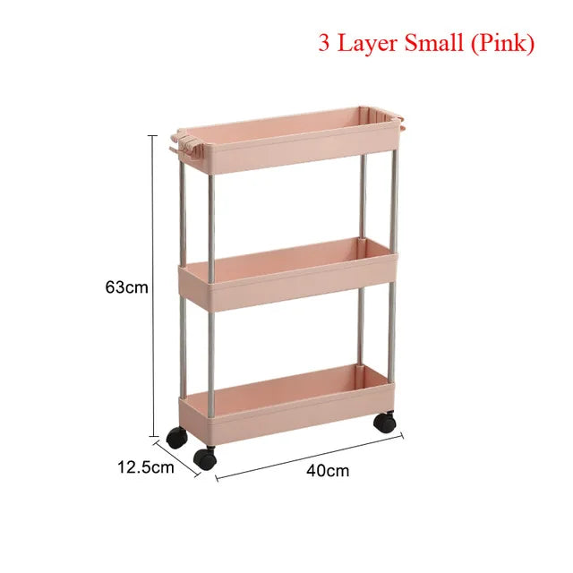 4 Layer Gap Holder Kitchen Storage Rack Fridge Side Shelf Removable with Wheels Bathroom Organizer Space Saving Shelf