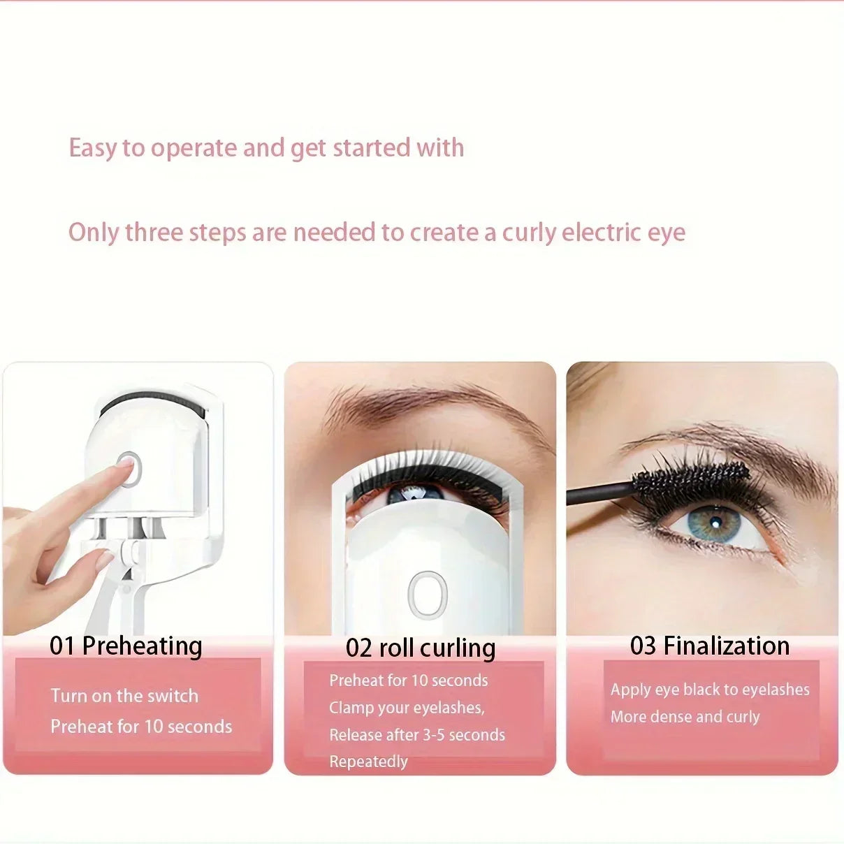 1pc Electric eyelash curler permanent curling professional beauty tool instant curling enhancer suitable for perfect eyelashes