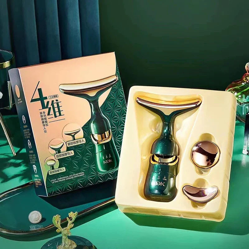 3-in-1 EMS Facial Lifting Device - Skin Tightening Wrinkle Reduction & Anti-Aging for Neck/Eye/Face Care Massage Roller