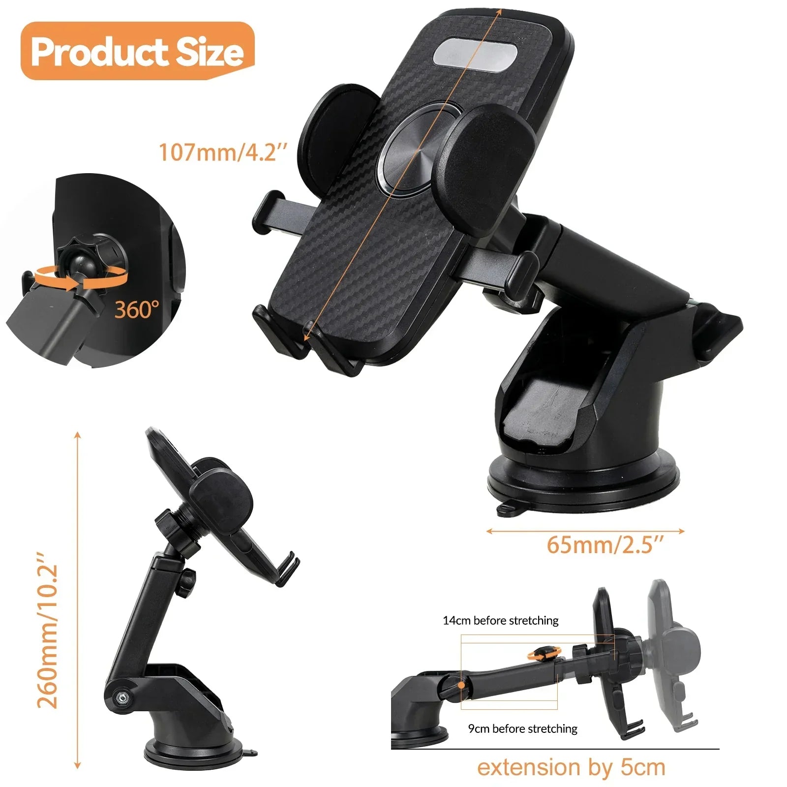 Car Phone Holder Auto Clamp Windscreen / Dashboard Suction Mount Stand Cradle AX