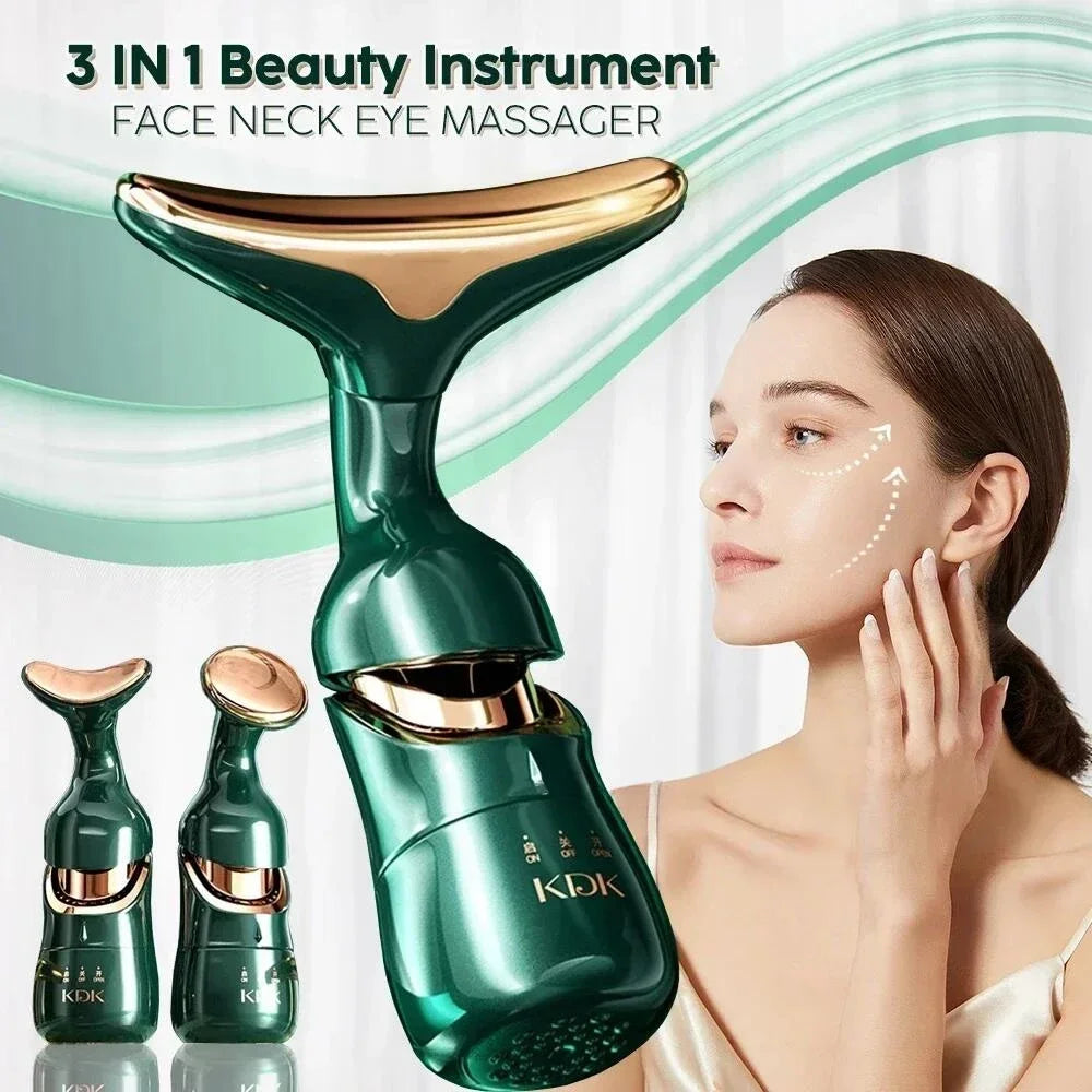 3-in-1 EMS Facial Lifting Device - Skin Tightening Wrinkle Reduction & Anti-Aging for Neck/Eye/Face Care Massage Roller