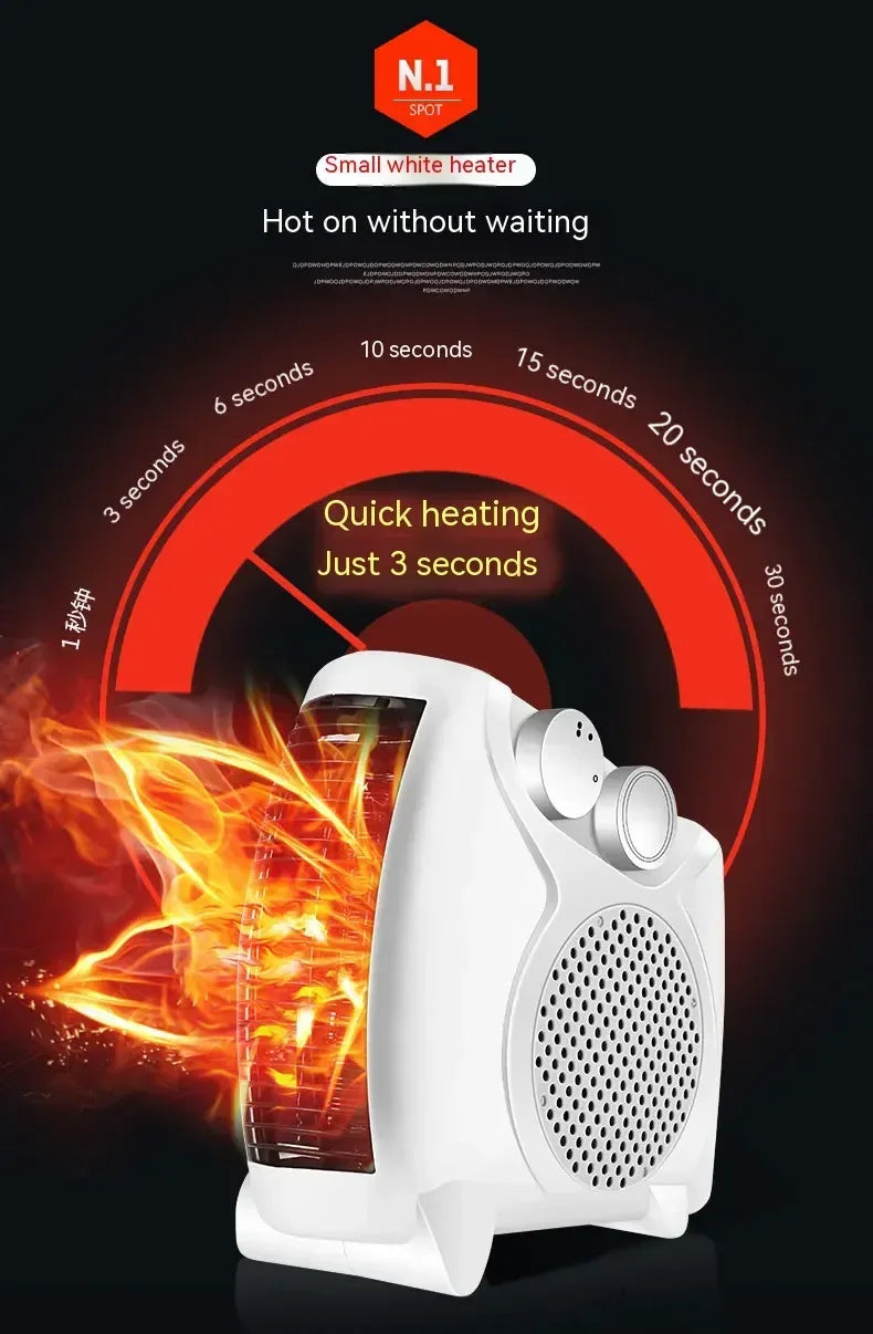 220V Winter Warmer Household Desktop Electric Heater Fan 3 Gear Adjustable Warm Air Blower Ripple Heating Machine Bedroom Office