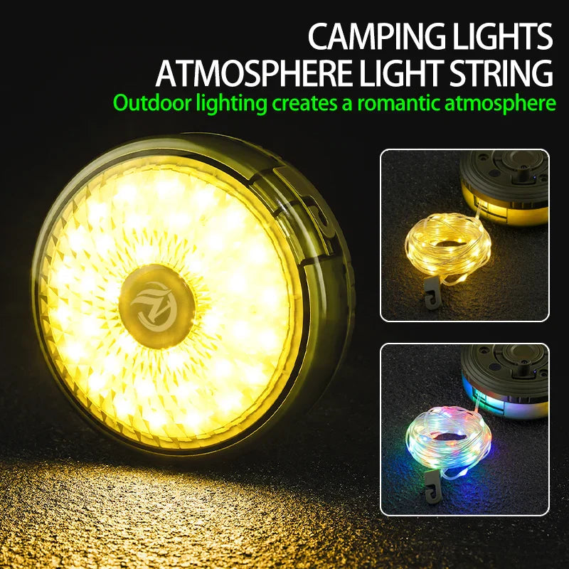 Campify Lamp String Camping Light With Retractable LED String LightsColorful Festive Atmosphere Lights Equipment Tent Light