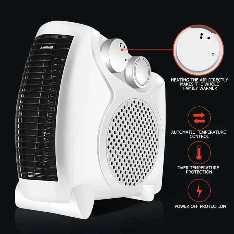 220V Winter Warmer Household Desktop Electric Heater Fan 3 Gear Adjustable Warm Air Blower Ripple Heating Machine Bedroom Office