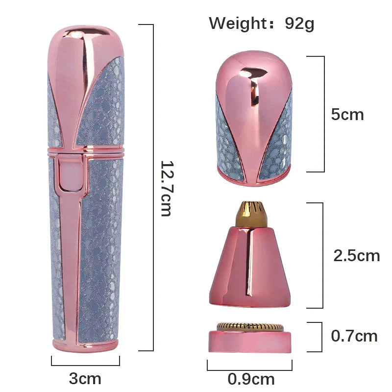 2 In1 Rechargeable Facial Hair Removal and Eyebrow Shaver - Face Lips Body Painless Facial Razor with Built-in LED Light USB