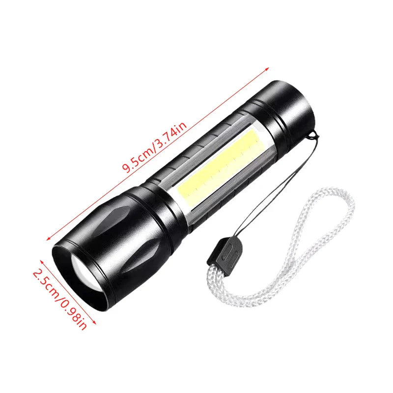 Camping Fishing Emergency Lantern  Portable USB Rechargeable Flashligh COB+XPE Zoom Mini Torch 3 Lighting Modes For Outdoo