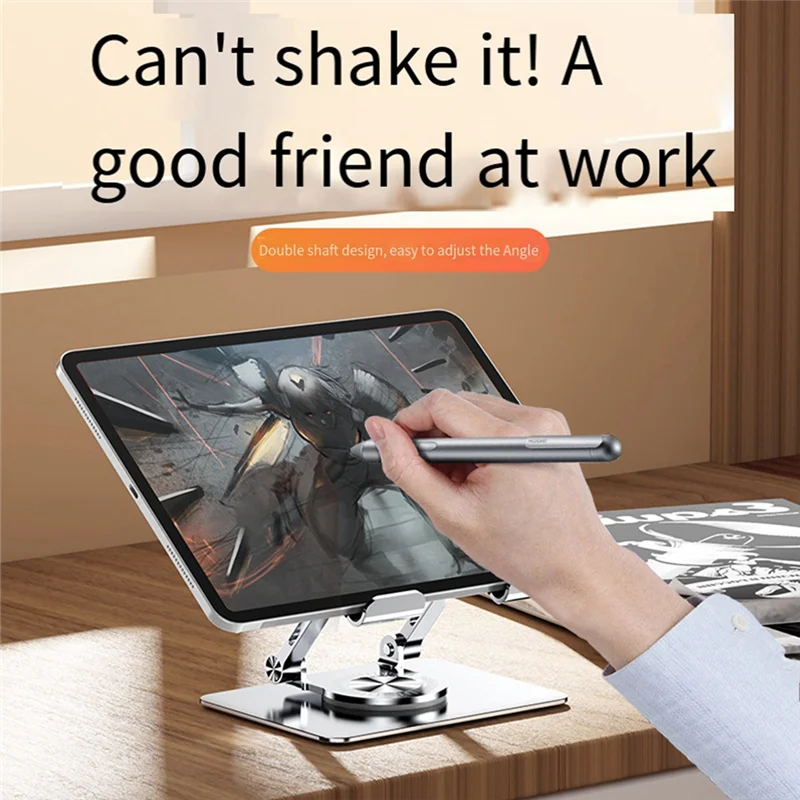 AP-Universal Laptop Stand With 360° Rotating Base, Adjustable Height Multi-Angle, Foldable Mounted Reading Bookshelf Silver Dura