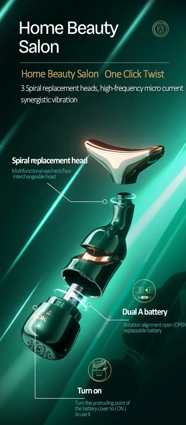 3-in-1 EMS Facial Lifting Device - Skin Tightening Wrinkle Reduction & Anti-Aging for Neck/Eye/Face Care Massage Roller