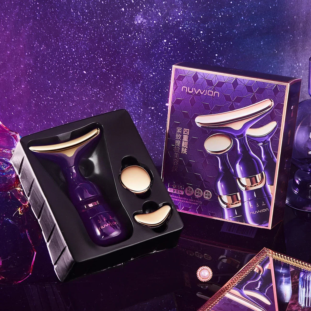 3-in-1 EMS Facial Lifting Device - Skin Tightening Wrinkle Reduction & Anti-Aging for Neck/Eye/Face Care Massage Roller