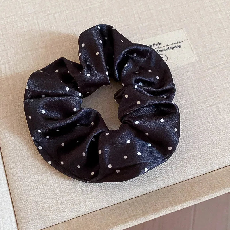 1/2 Pcs Black White Dot Hair Scrunchies Women Girls Simulation Silk Hair Ties Elastic Hair Loop Ponytail Hair Accessories Sets M