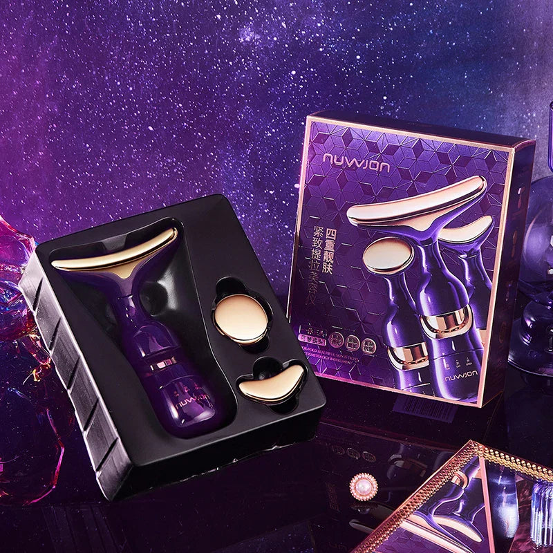 3-in-1 EMS Facial Lifting Device - Skin Tightening Wrinkle Reduction & Anti-Aging for Neck/Eye/Face Care Massage Roller