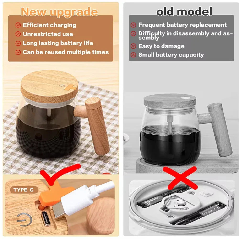 400ML Automatic Stirring Cup Rechargeable Portable Coffee Mug Electric Stirring Rotating Magnetic Home Drinking Tools