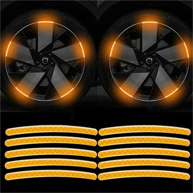 20Pcs Wheel Hub Reflective Sticker Rainbow Fluorescence Luminous Stripe Tape Car Motorcycle Decal Night Driving Safety Accessory