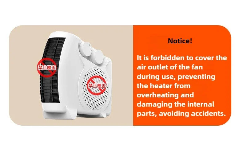 220V Winter Warmer Household Desktop Electric Heater Fan 3 Gear Adjustable Warm Air Blower Ripple Heating Machine Bedroom Office