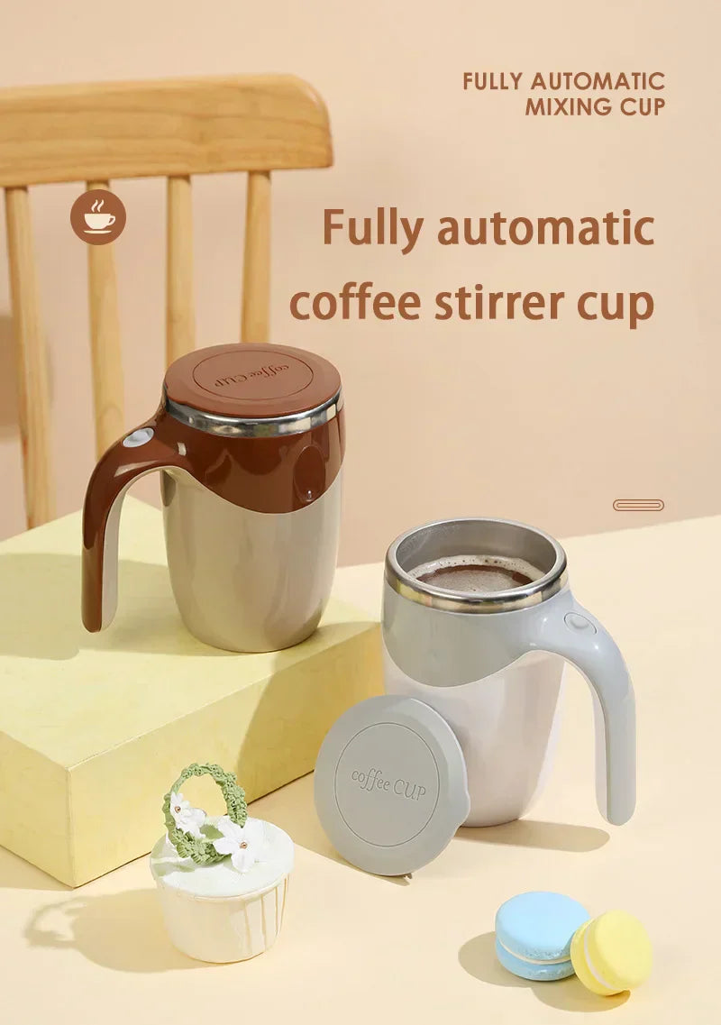 Automatic Stirring Coffee Mug Magnetic Electric Stainless Steel Self Mixing Coffee Tumbler Rotating Home Office Travel