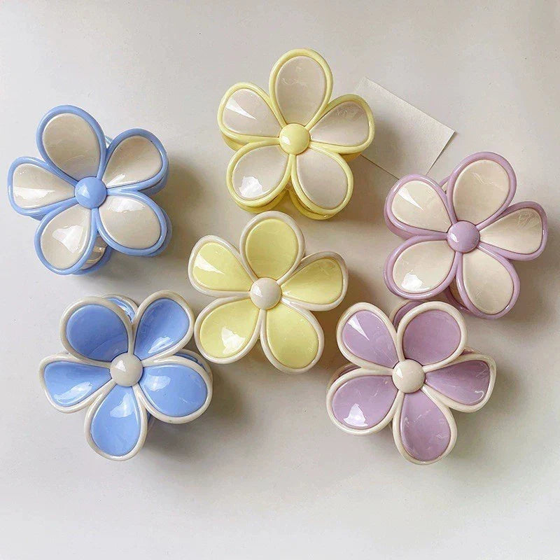 Cream Mousse Flower Medium Grab Clip Atmosphere Shark Back Head Plate Hairpin Half Tie Hair Summer New Claw Leading Fashion Kpop