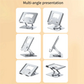 AP-Universal Laptop Stand With 360° Rotating Base, Adjustable Height Multi-Angle, Foldable Mounted Reading Bookshelf Silver Dura