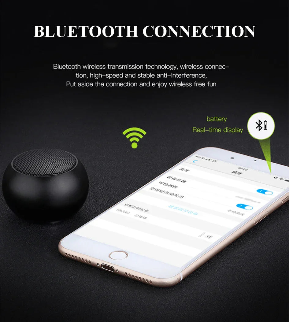 Bluetooth Wireless  5.3 Speaker Portable TWS Small Steel Gun Metal Heavy Subwoofer Outdoor Mini Bluetooth Stereo Speaker