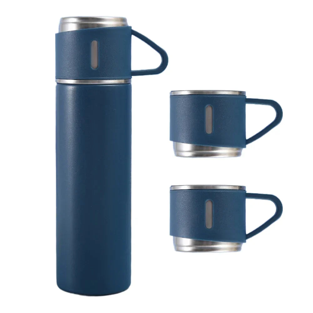 500ML Vacuum Insulated Bottle Portable Coffee Mug with 3 Cups Vacuum Cup Stainless Steel Last for 6-12H for Travel
