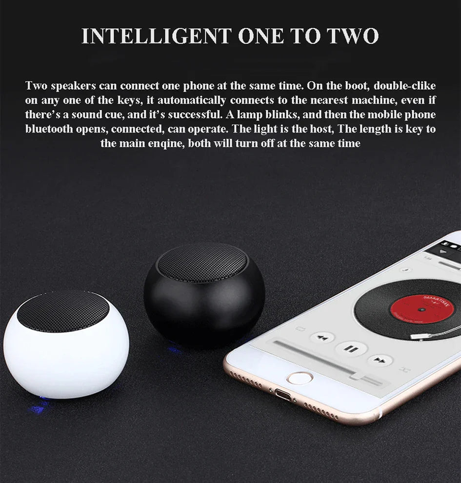 Bluetooth Wireless  5.3 Speaker Portable TWS Small Steel Gun Metal Heavy Subwoofer Outdoor Mini Bluetooth Stereo Speaker