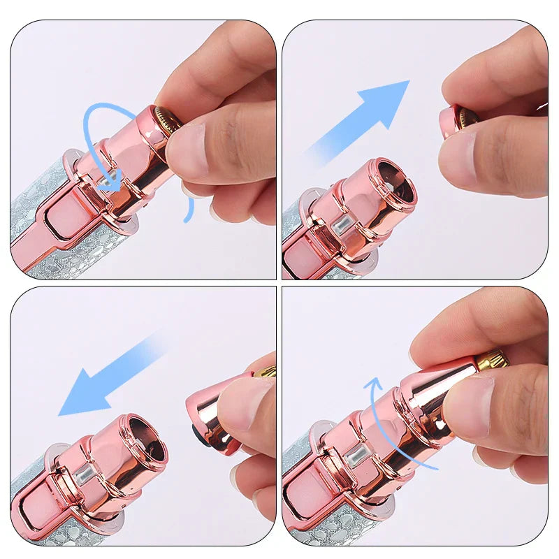 2 In1 Rechargeable Facial Hair Removal and Eyebrow Shaver - Face Lips Body Painless Facial Razor with Built-in LED Light USB