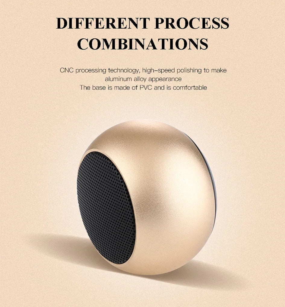 Bluetooth Wireless  5.3 Speaker Portable TWS Small Steel Gun Metal Heavy Subwoofer Outdoor Mini Bluetooth Stereo Speaker