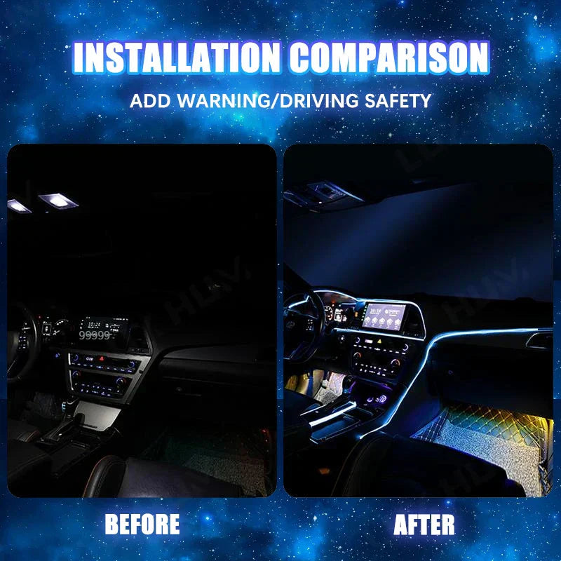 5m Car Interior Ambient Light USB/Cigarette Lighter Flexible Atmosphere Led Light Strip Universal Single-Color Auto Neon Lamp