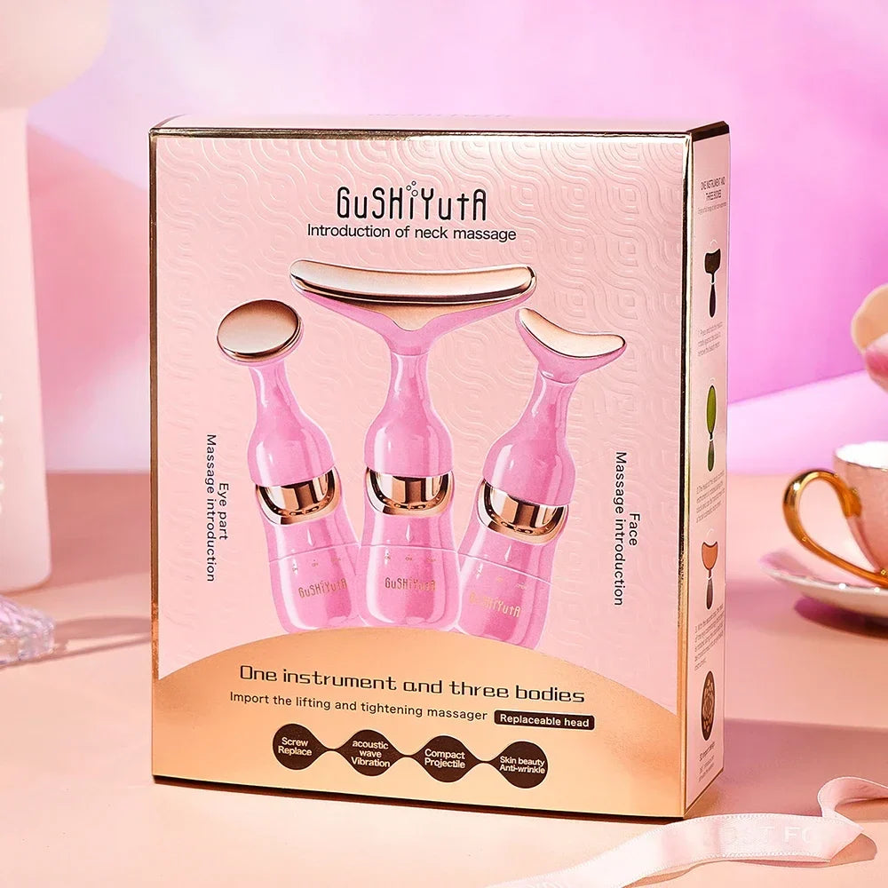 3-in-1 EMS Facial Lifting Device - Skin Tightening Wrinkle Reduction & Anti-Aging for Neck/Eye/Face Care Massage Roller