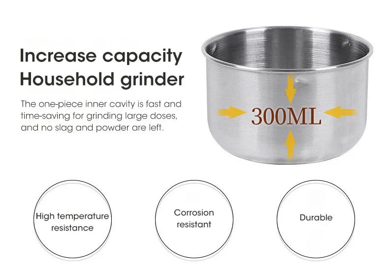 4 Blades Electric Grinder Home Coffee Kitchen Cereal Nuts Beans Spices Grains Grinder Machine 300ml Ultrafine Baby Food Pulveriz