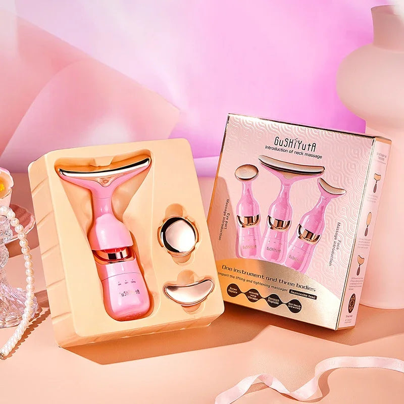 3-in-1 EMS Facial Lifting Device - Skin Tightening Wrinkle Reduction & Anti-Aging for Neck/Eye/Face Care Massage Roller