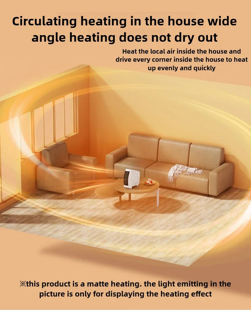 220V Winter Warmer Household Desktop Electric Heater Fan 3 Gear Adjustable Warm Air Blower Ripple Heating Machine Bedroom Office