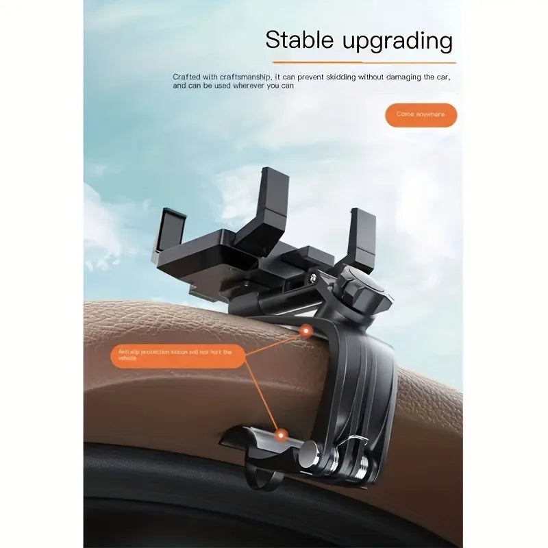 360° Rotatable Car Mobile Phone Holder - Dashboard Navigation Mount with Parking Number Plate